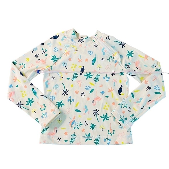 HANNA ANDERRSON GIRLS RASHGUARD SWIM TOP WITH TROPICAL PATTERN SIZE 6-7 - Picture 6 of 9